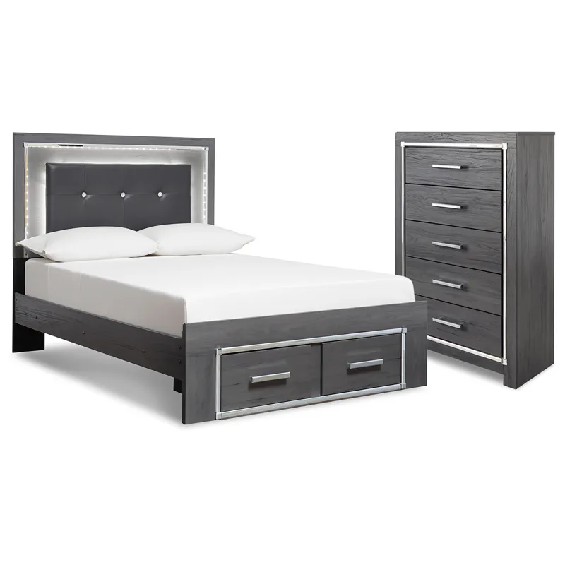 Lodanna Full Upholstered Panel Storage Bed and Chest