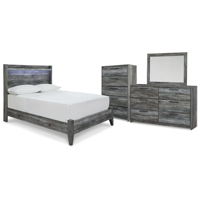 Baystorm Full Panel Bed, Dresser, Mirror and Chest