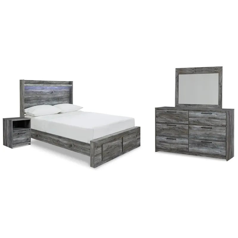 Baystorm Full Storage Bed, Dresser, Mirror and Nightstand