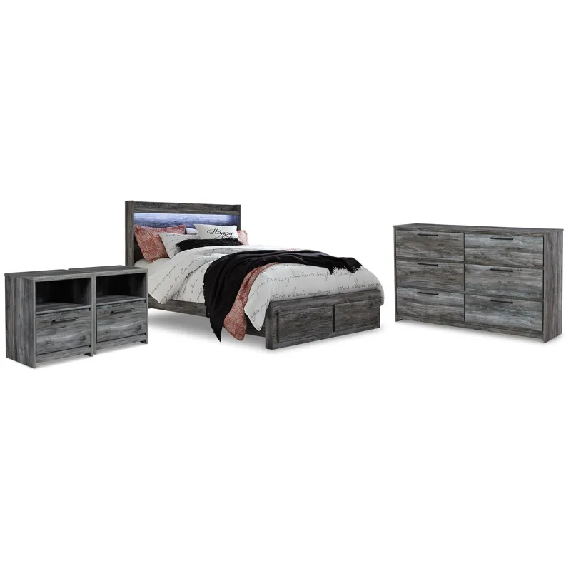 Baystorm Queen Panel Storage Bed, Dresser and 2 Nightstands