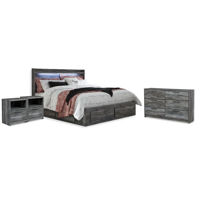 Baystorm King Storage Bed, Dresser and 2 Nightstands