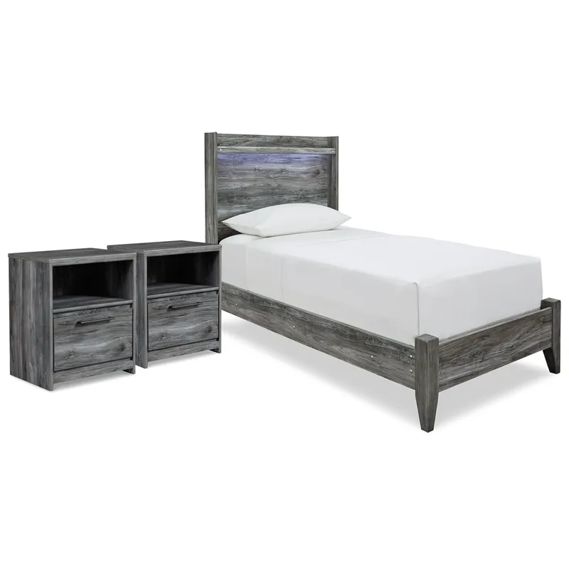 Baystorm Twin Panel Bed and 2 Nightstands