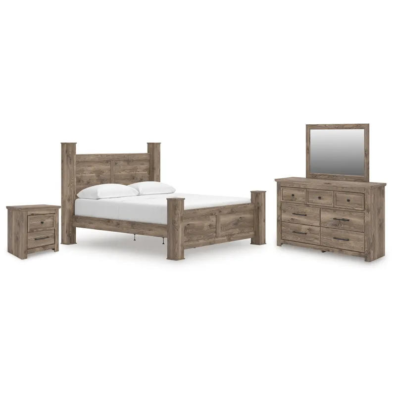 Keithland King Poster Bed, Dresser, Mirror and Nightstand