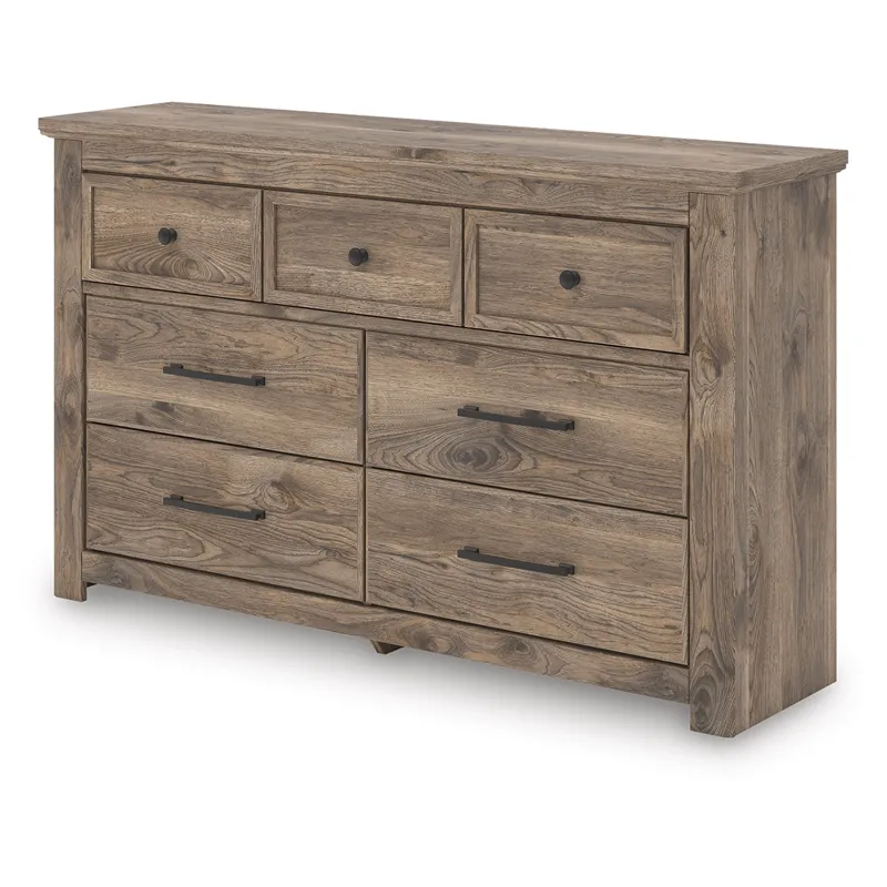 Rusticott Queen Poster Bed, Dresser and Nightstand