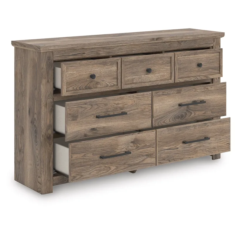 Rusticott Queen Poster Bed, Dresser and Nightstand