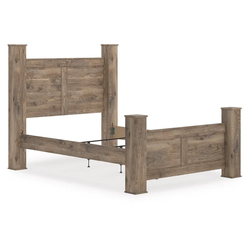 Rusticott Queen Poster Bed, Dresser and Nightstand