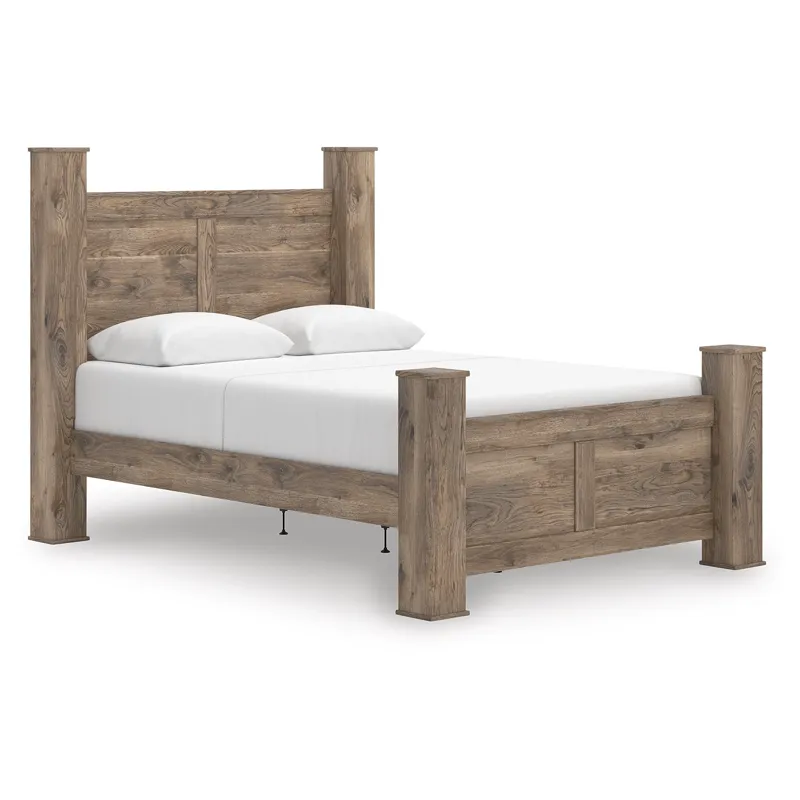 Rusticott Queen Poster Bed, Dresser and Nightstand