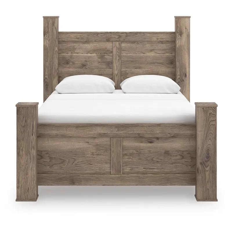 Rusticott Queen Poster Bed, Dresser and Nightstand