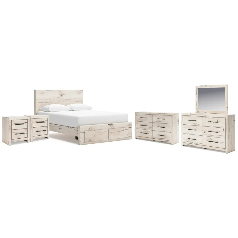 Lawroy Queen Storage Bed, 2 Dressers, Mirror and 2 Nightstands
