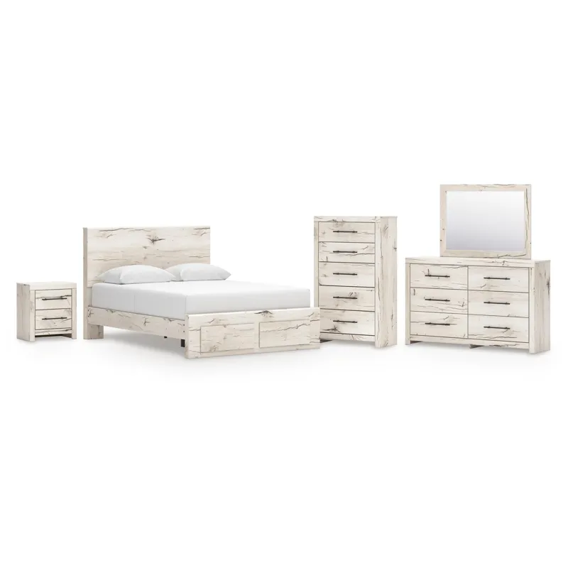 Lawroy Queen Panel Storage Bed, Dresser, Mirror, Chest and Nightstand
