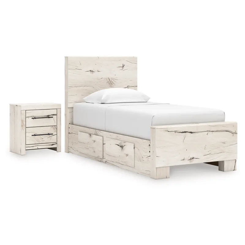 Lawroy Twin Panel Bed with Storage and Nightstand