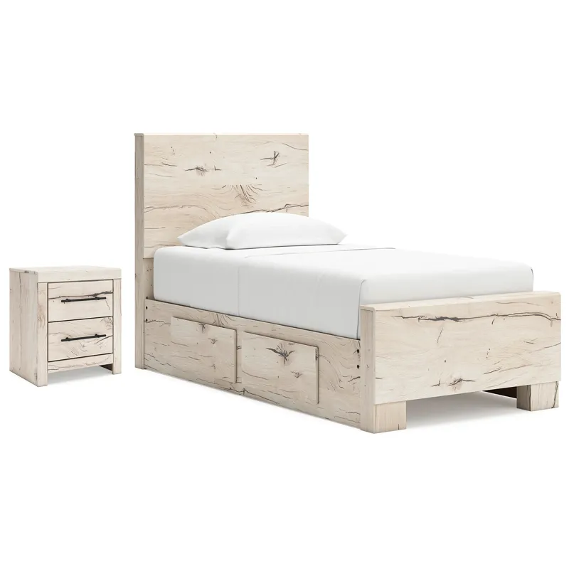Lawroy Twin Panel Bed with Storage and Nightstand