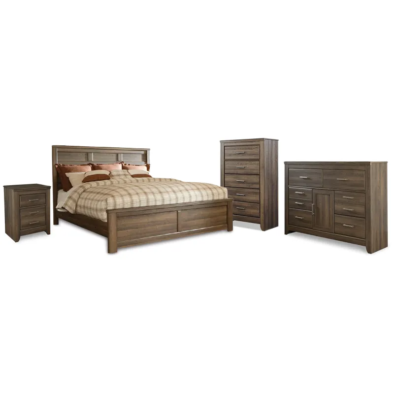 Juararo California King Panel Bed, Dresser, Chest and Nightstand