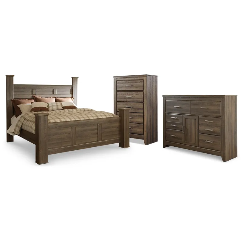 Juararo King Poster Bed, Dresser and Chest