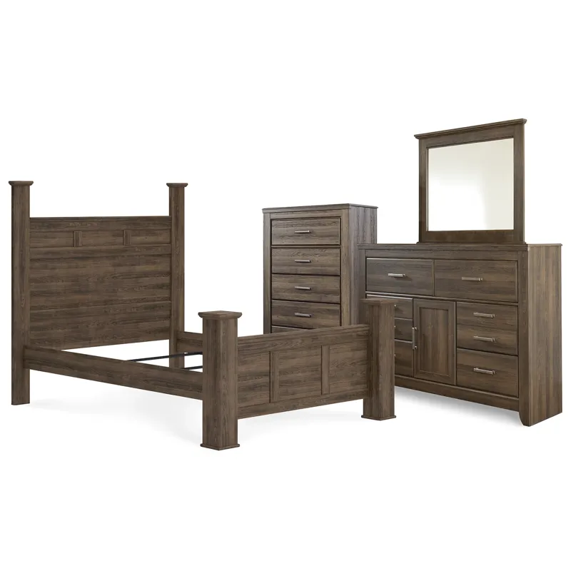 Juararo Queen Poster Bed, Dresser and Mirror