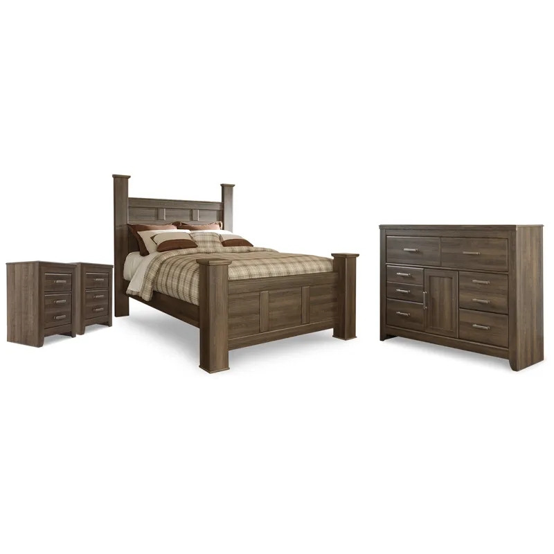 Juararo Queen Poster Bed, Dresser and 2 Nightstands