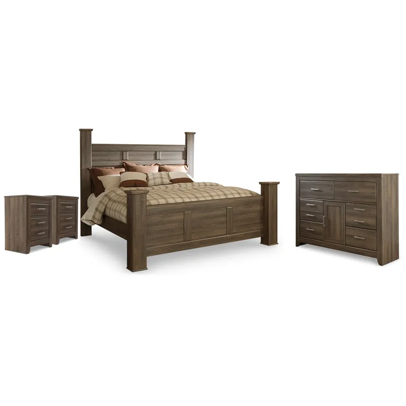 Juararo King Poster Bed, Dresser and 2 Nightstands