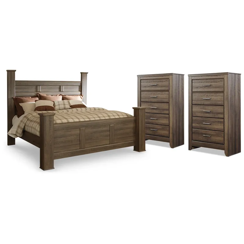 Juararo King Poster Bed and 2 Chests