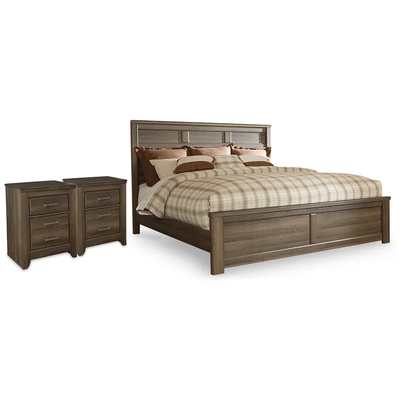 Juararo King Panel Bed and 2 Nightstands