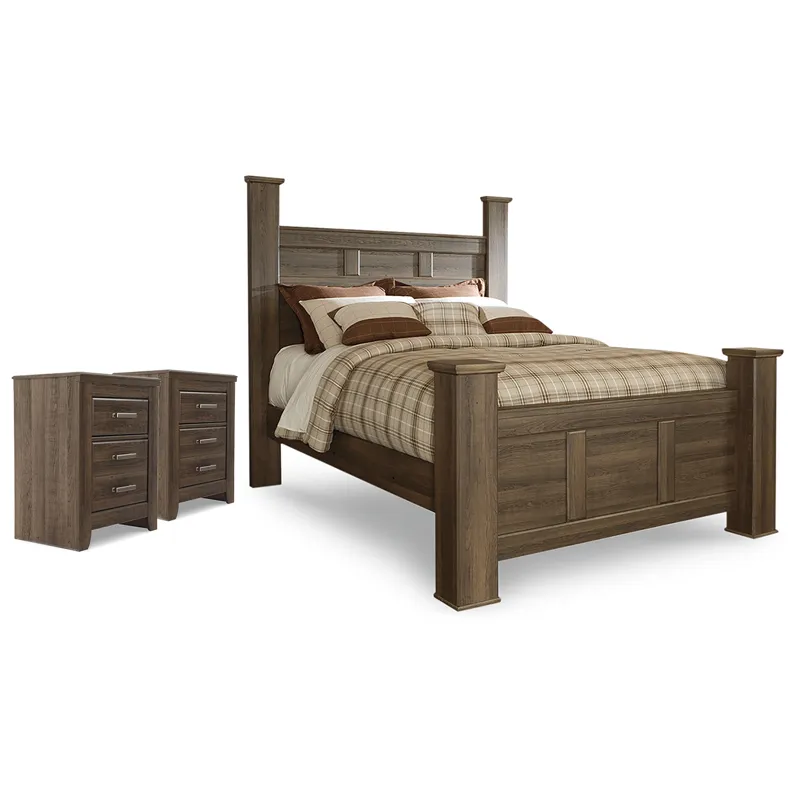 Juararo Queen Poster Bed, and 2 Nightstands