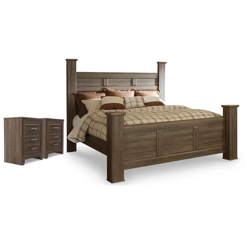 Juararo King Poster Bed and 2 Nightstands