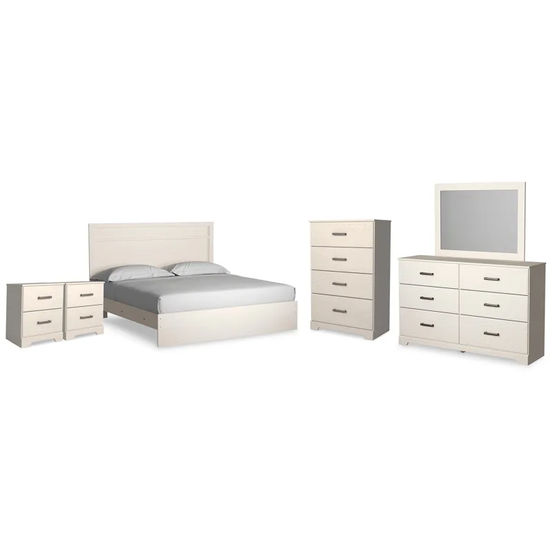 Stelsie King Panel Bed, Dresser, Mirror, Chest and 2 Nightstands