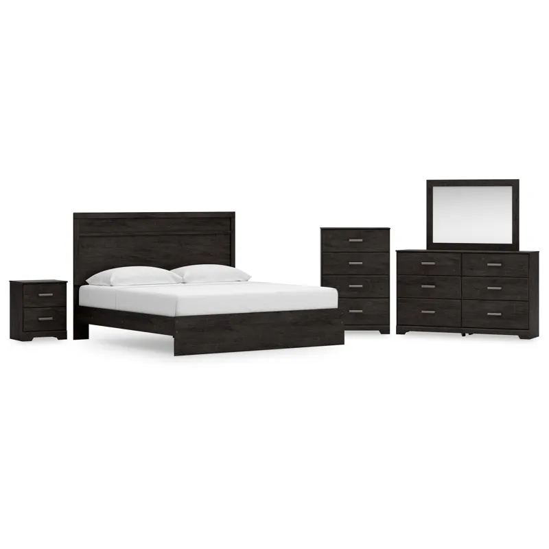 Belachime King Panel Bed, Dresser, Mirror, Chest and Nightstand