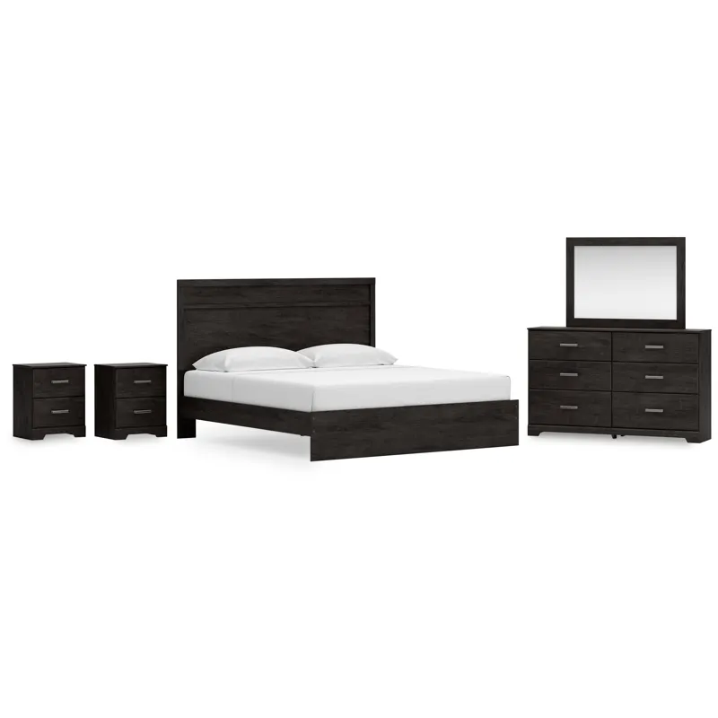 Belachime King Panel Bed, Dresser Mirror and 2 Nightstands