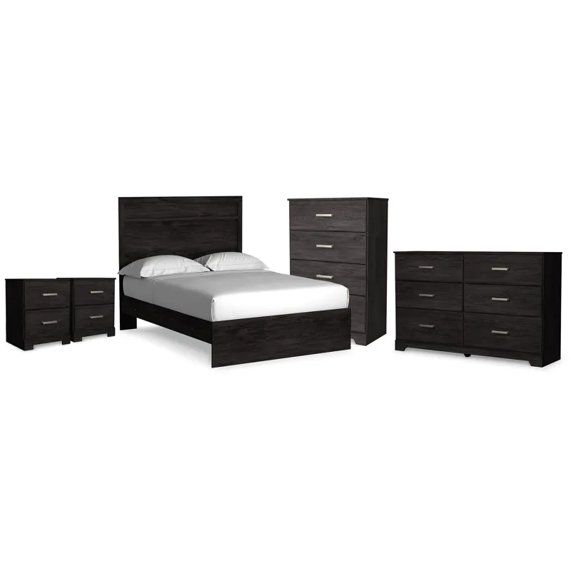 Belachime Full Panel Bed, Dresser, Chest and 2 Nightstands
