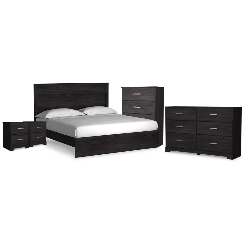 Belachime King Panel Bed, Dresser, Chest and 2 Nightstands