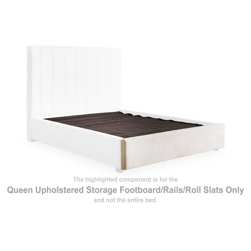 Shoralli Queen Upholstered Storage Footboard/Rails/Roll Slats