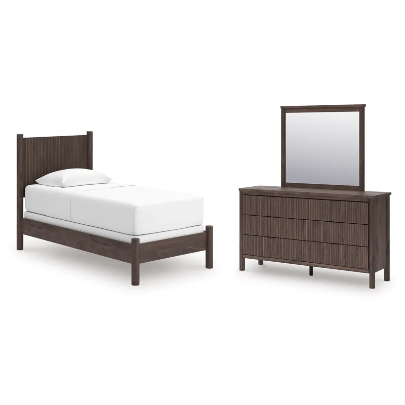 Pamytta Twin Panel Bed, Dresser and Mirror