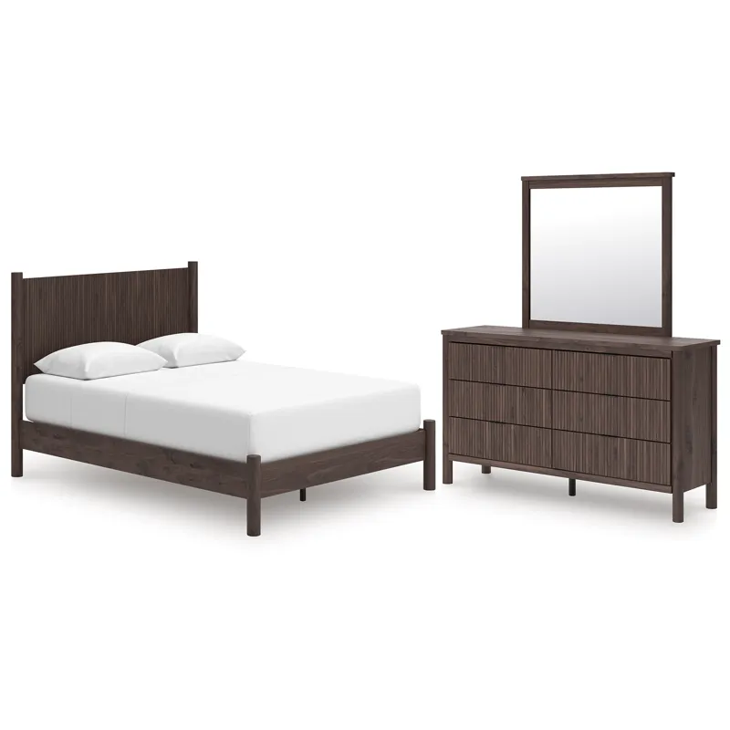Pamytta Queen Panel Platform Bed, Dresser and Mirror