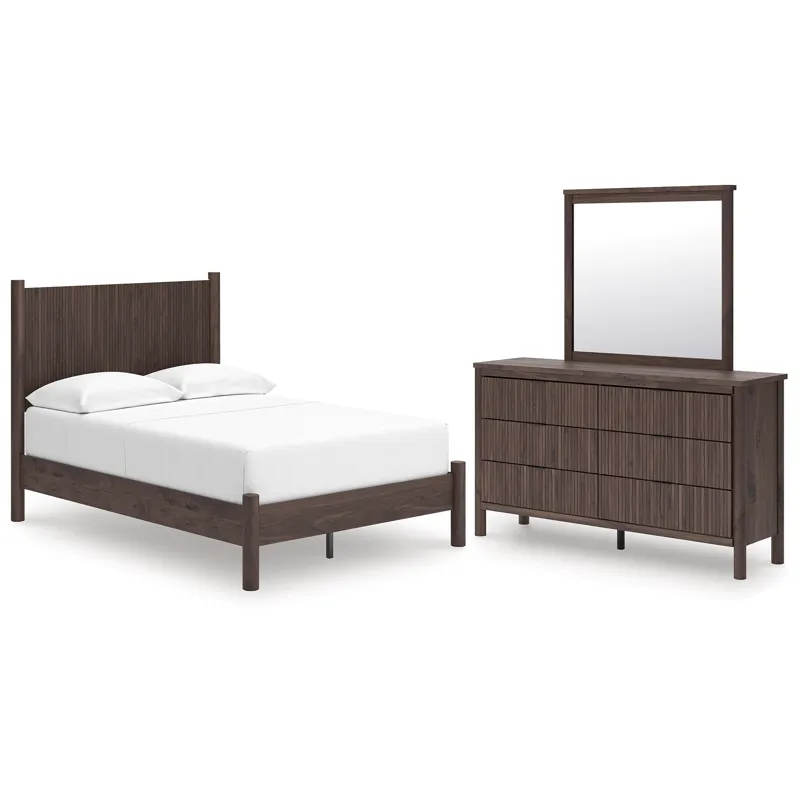 Pamytta Full Panel Platform Bed, Dresser and Mirror