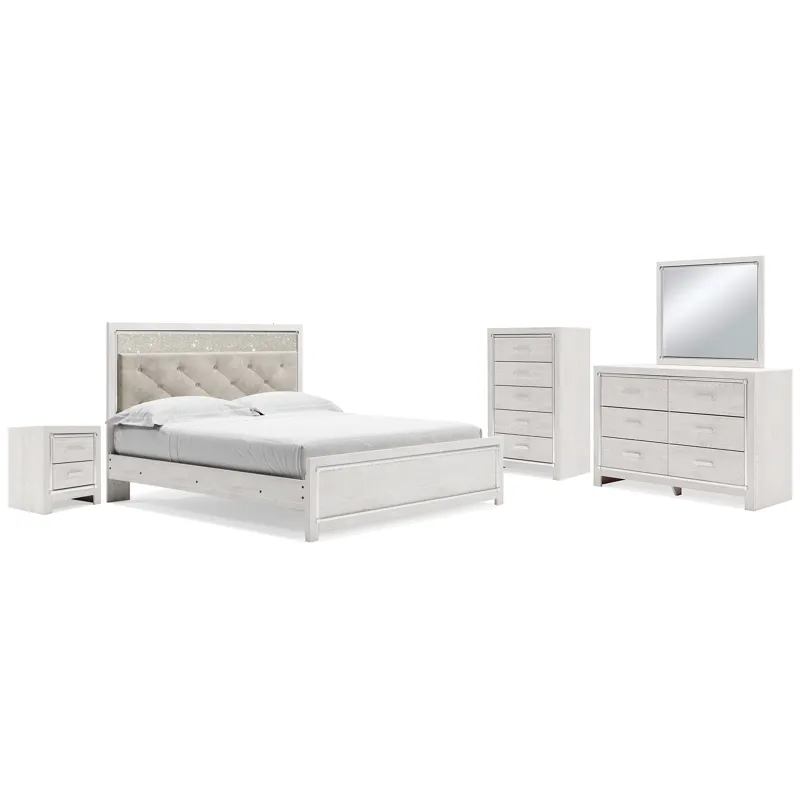 Altyra King Panel Bed, Dresser, Mirror, Chest and Nightstand
