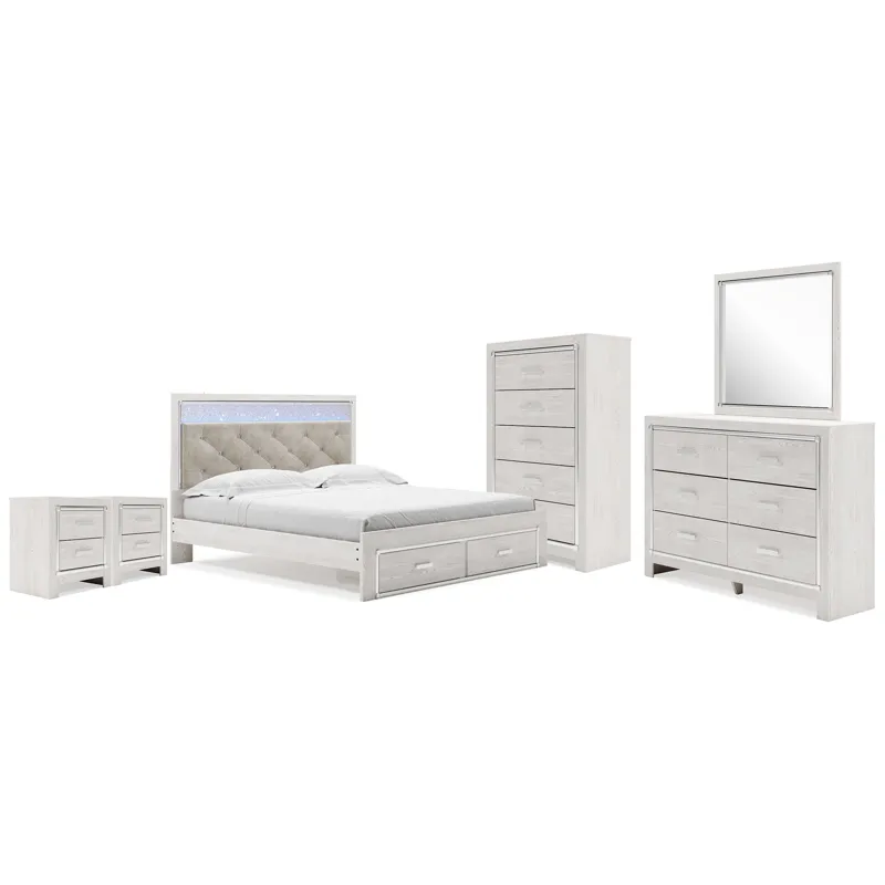 Altyra King Platform Storage Bed, Dresser, Mirror, Chest and 2 Nightstands