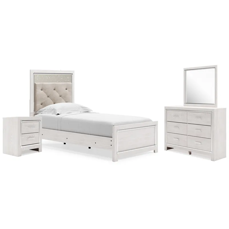 Altyra Twin Panel Bed, Dresser, Mirror and Nightstand