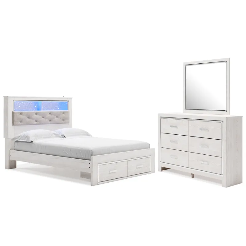 Altyra Queen Bookcase Storage Bed, Dresser and Mirror