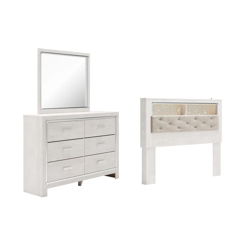 Altyra Queen Bookcase Headboard, Dresser and Mirror