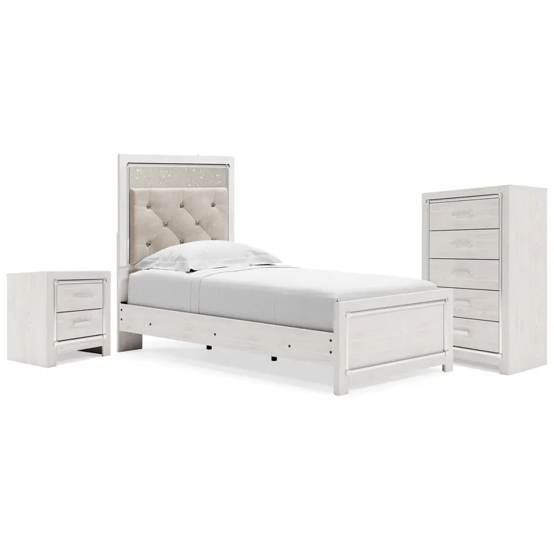 Altyra Twin Panel Bed, Chest and Nightstand