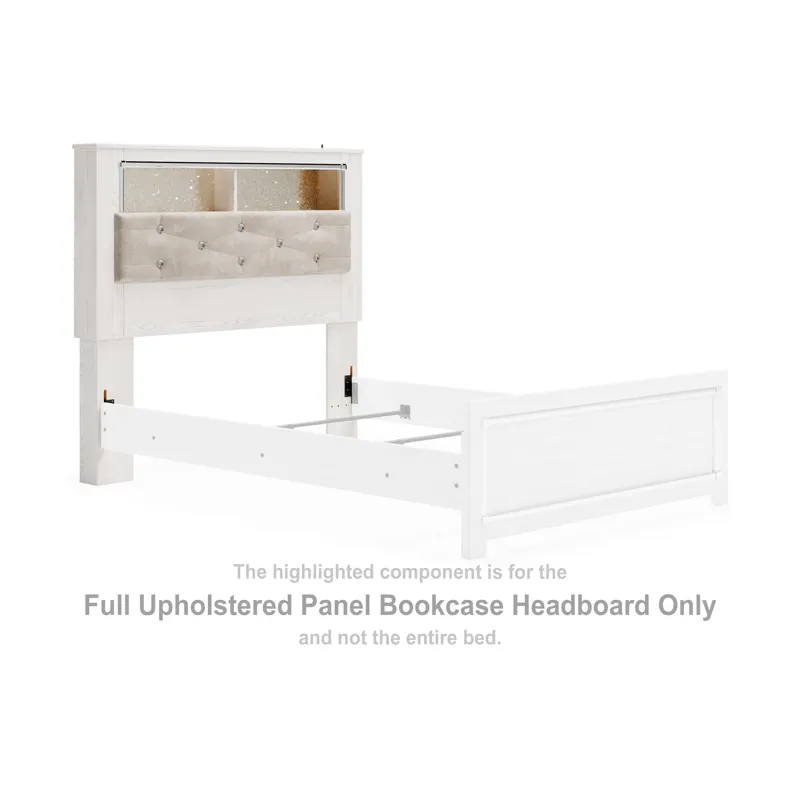 Altyra Full Upholstered Panel Bookcase Headboard