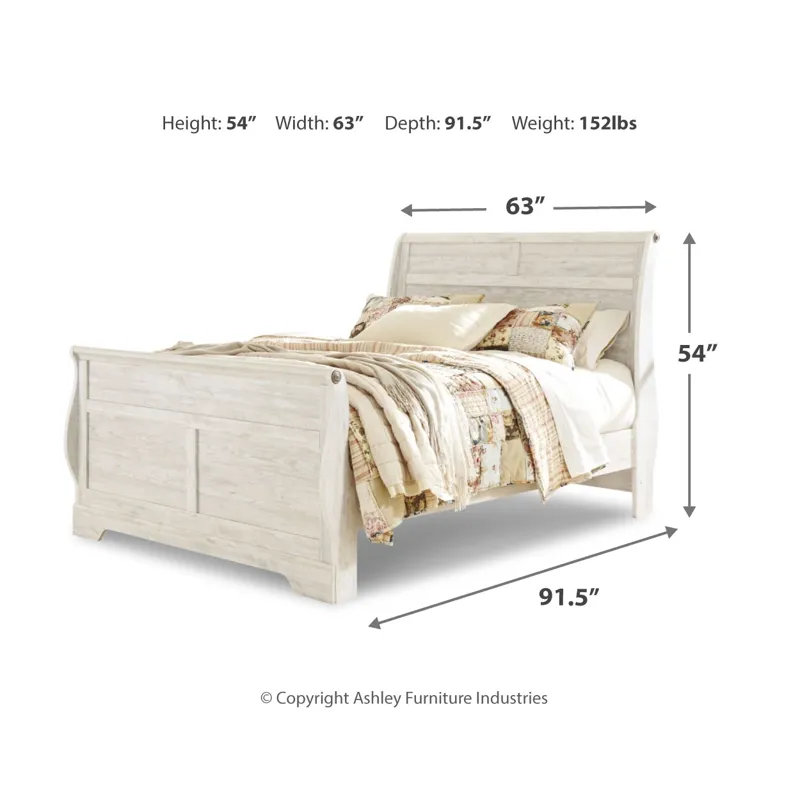 Willowton Queen Sleigh Bed, Dresser and Mirror