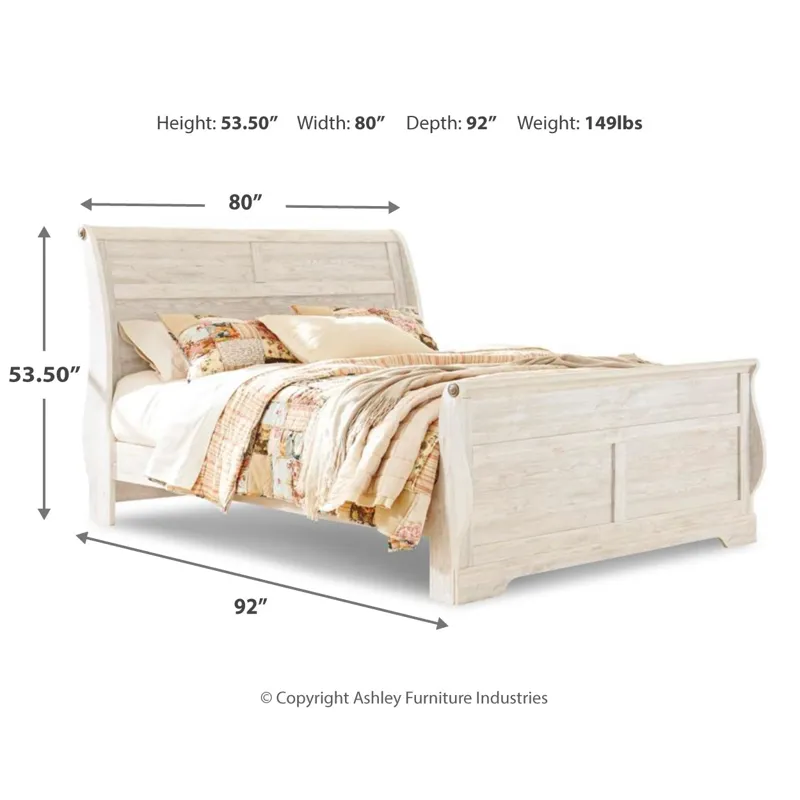 Willowton King Sleigh Bed, Dresser, Mirror, Chest and 2 Nightstands