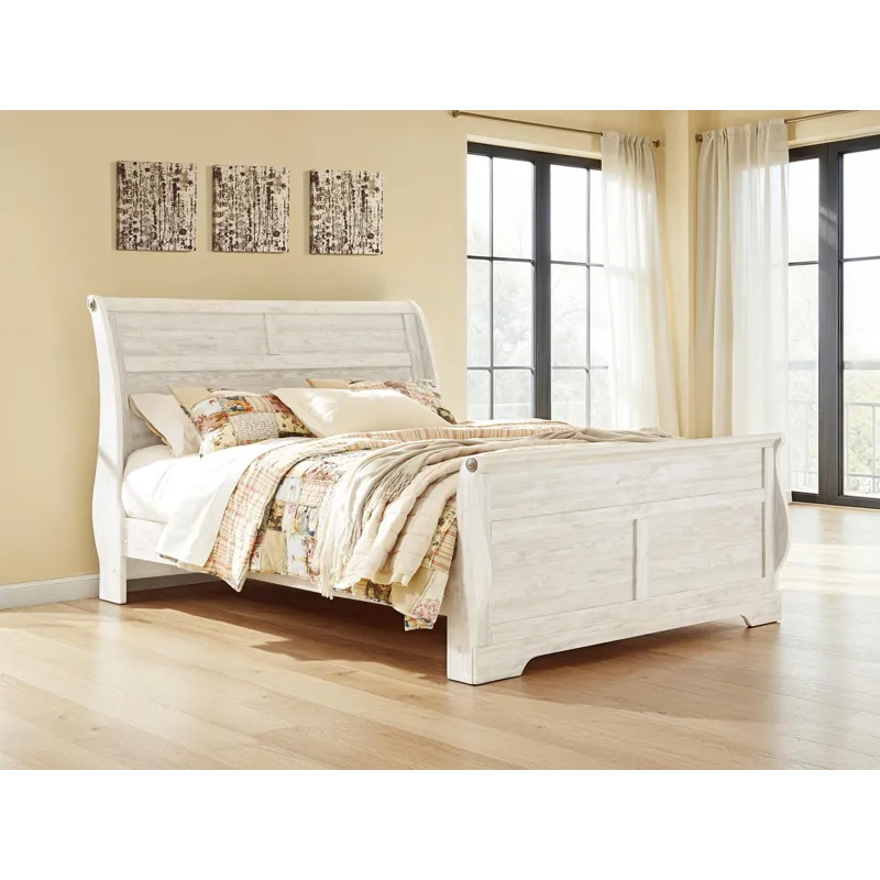 Willowton King Sleigh Bed, Dresser, Mirror, Chest and 2 Nightstands