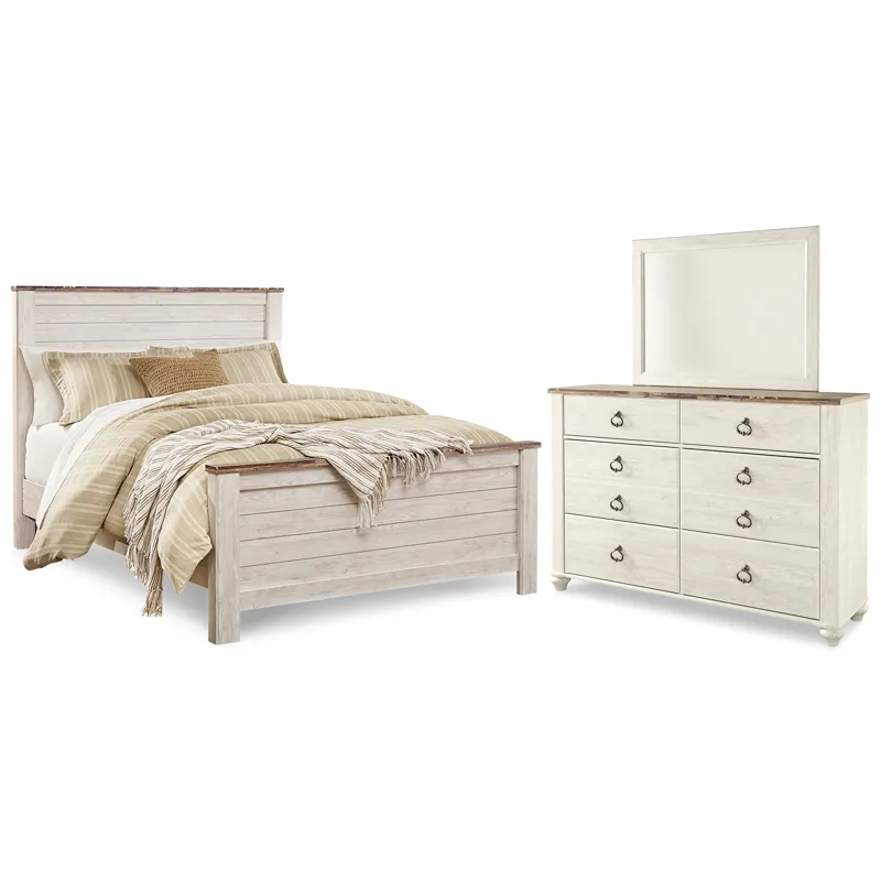Willowton Queen Panel Bed, Dresser and Mirror