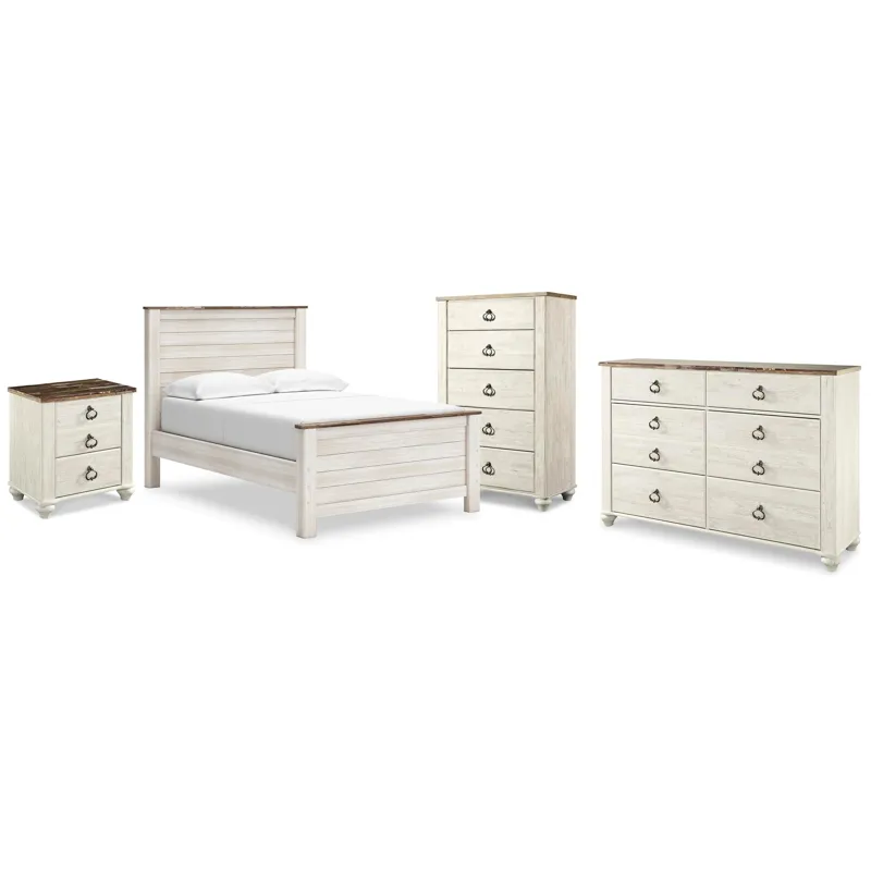 Willowton Full Panel Bed, Dresser, Chest and Nightstand