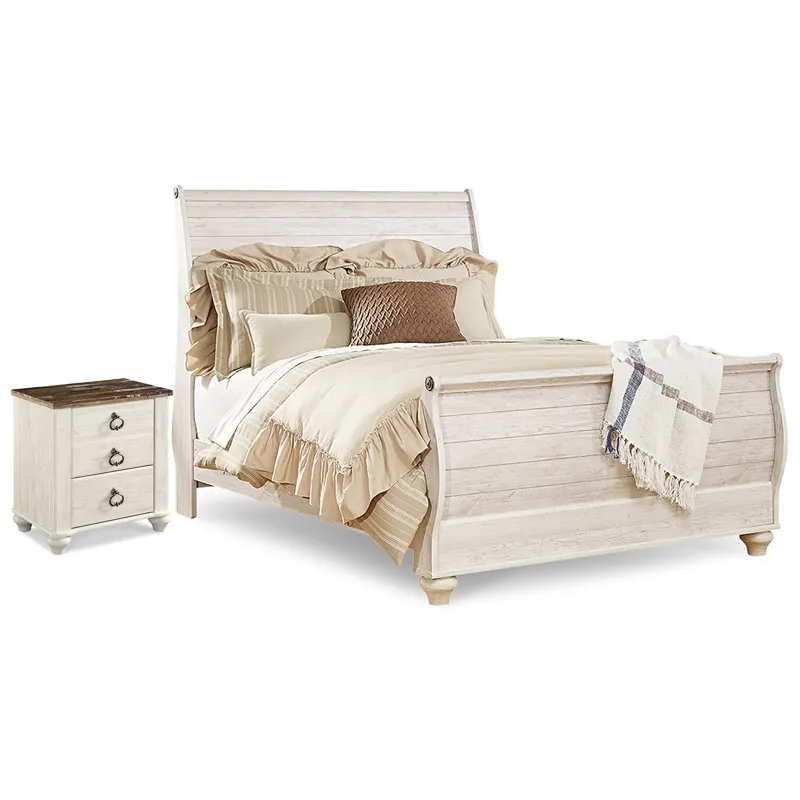 Willowton Queen Sleigh Bed and Nightstand