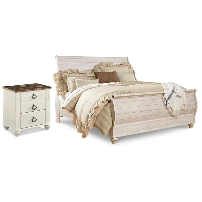 Willowton King Sleigh Bed and Nightstand