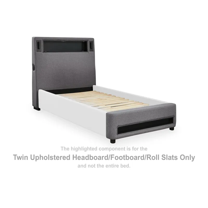 Verishaw Twin Upholstered Headboard/Footboard/Roll Slats