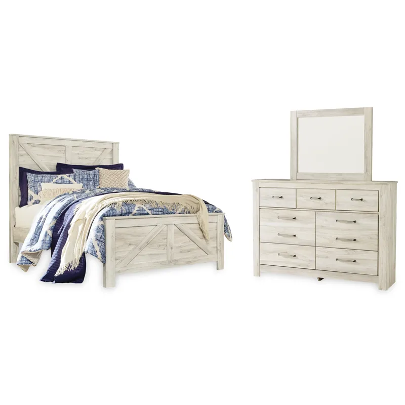 Bellaby Queen Crossbuck Panel Bed, Dresser and Mirror